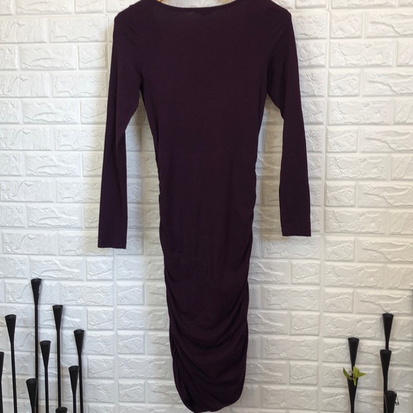 Express plum purple ruched stretchy dress long sleeve women’s size S - Picture 4 of 5